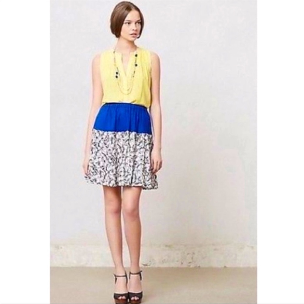 Anthropologie Postage Stamp Bellflower Blooms Mini Skirt XS